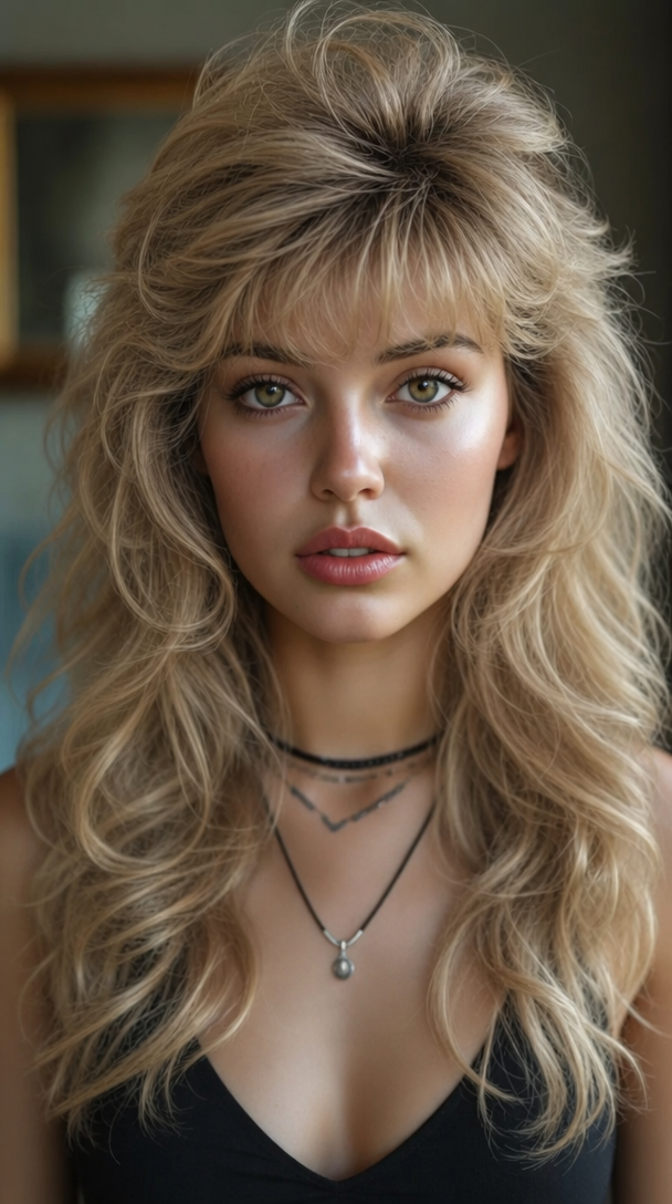 80s Big Bangs — Female, Diamond face shape