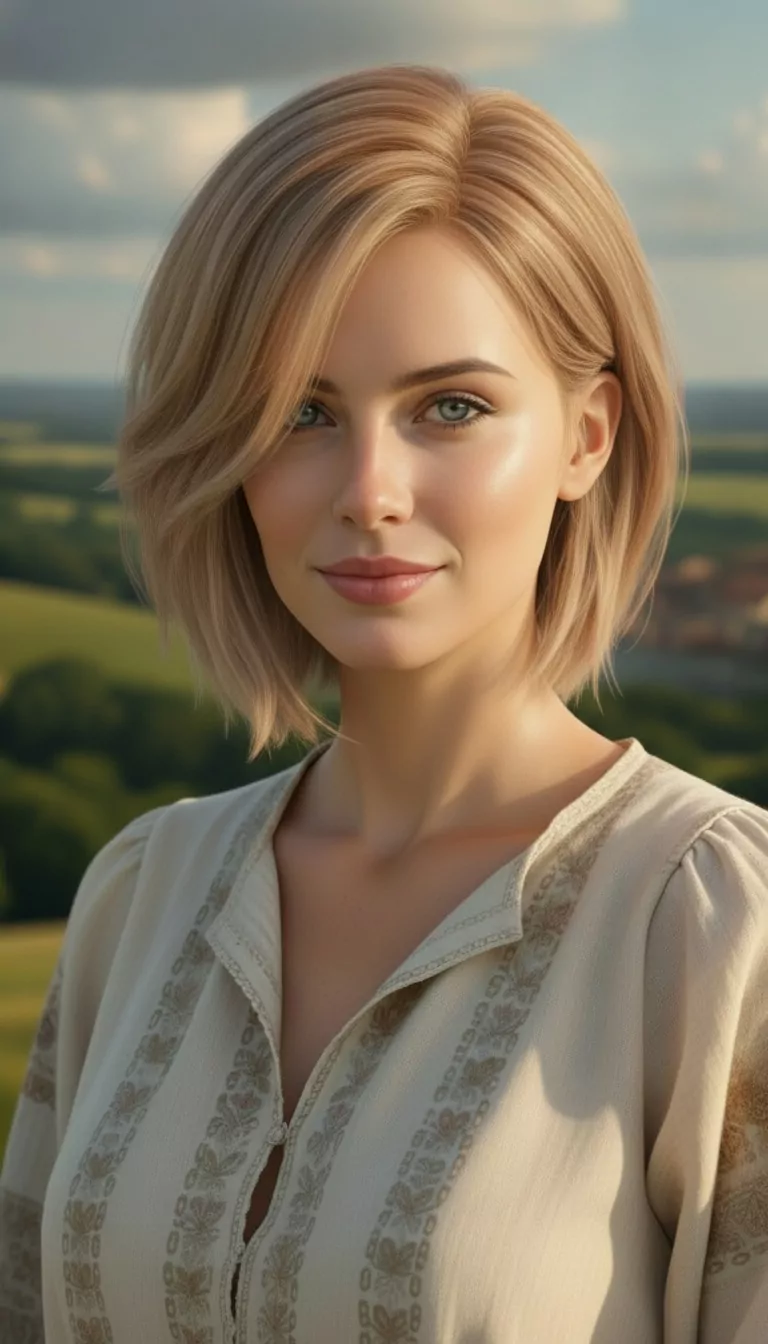 Asymmetrical bob — Female, Round face shape