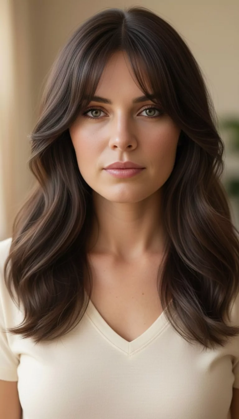 Curtain bangs — Female, Heart face shape