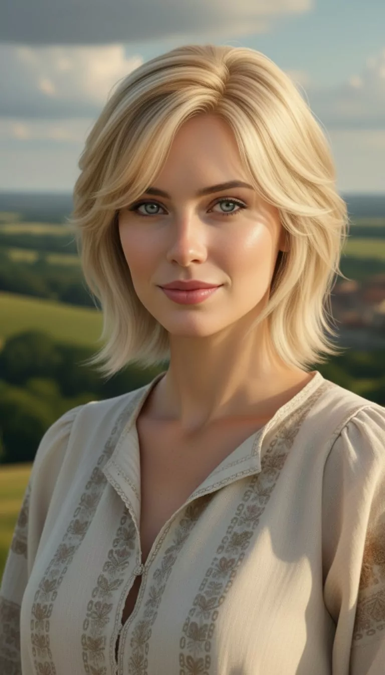 Medium layered hair — Female, Oval face shape