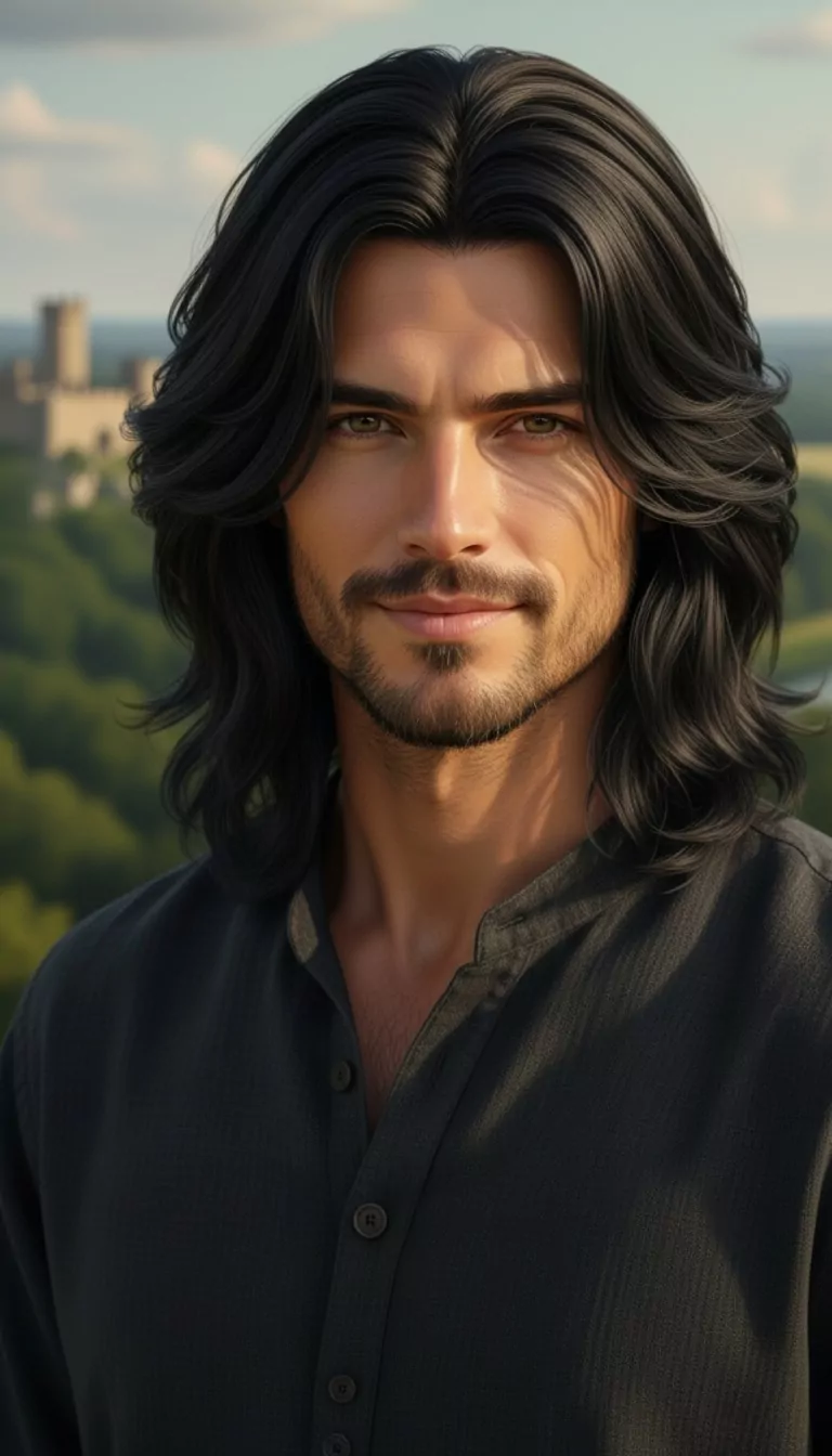 Layered long hair — Male, Long face shape