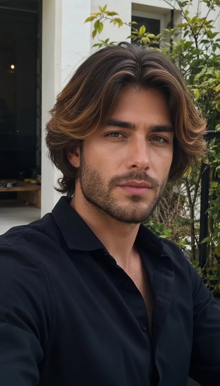 Medium length layered — Male, Heart face shape