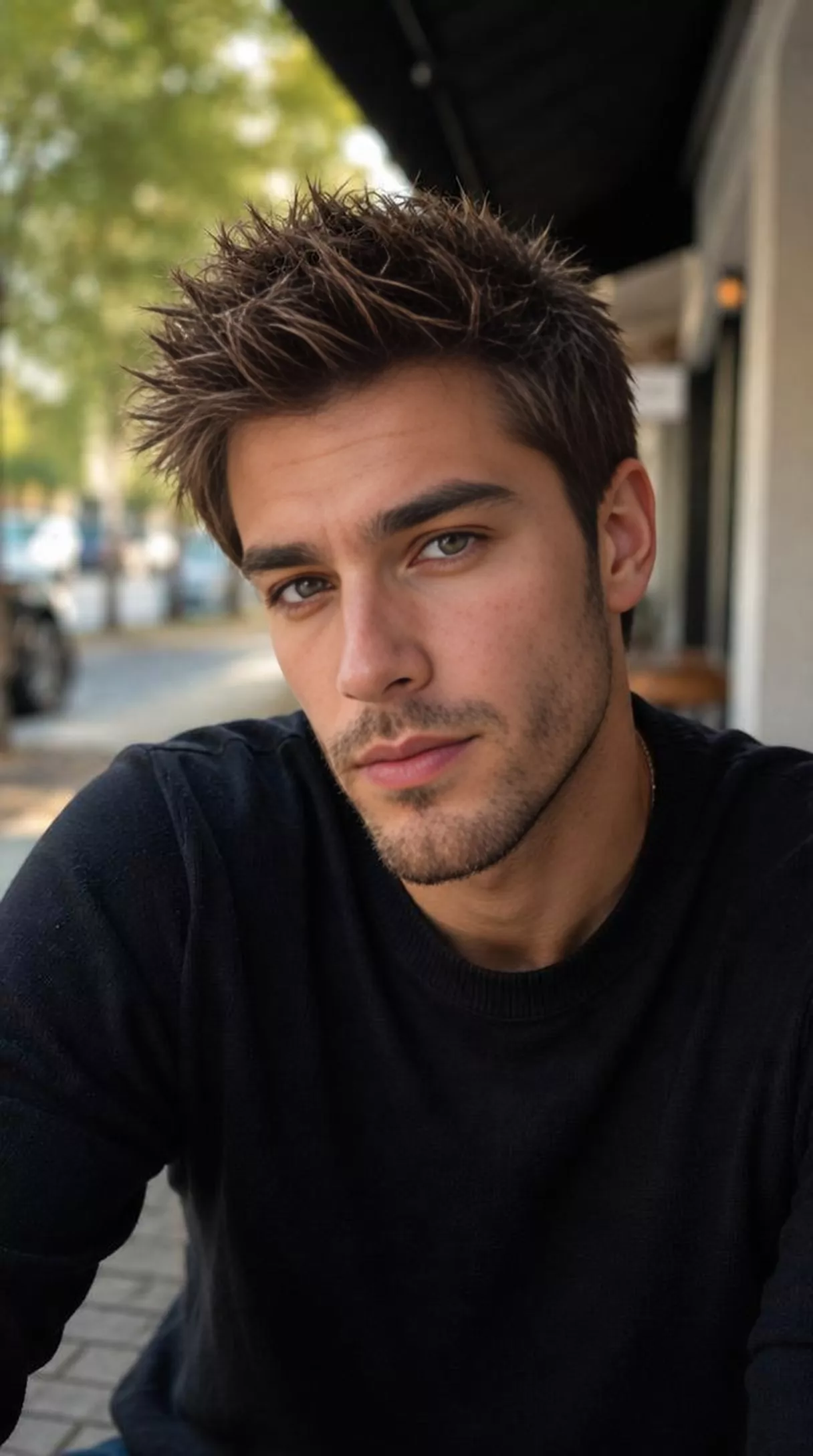 Spiky hair — Male, Round face shape